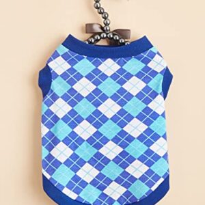 QWINEE Geometric Pattern Dog Tank Top Soft Stretchy Sleeveless Cat Puppy Vest for Small Medium and Large Dogs Cats Kitten Blue XS