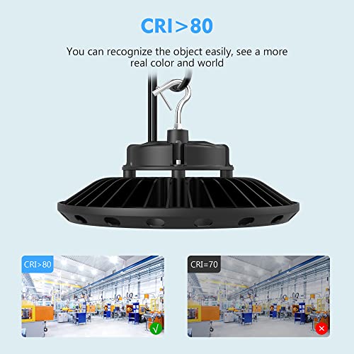 300W UFO LED High Bay Light 42000lm (Eqv.1250W MH/HPS), 5000K Daylight, 0-10V Dimmable, IP65 Waterproof, US Plug with 5ft UL Cable Commercial Lighting Fixture for Warehouse Workshop Factory Area