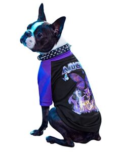qwinee y2k dog tee shirt butterfly print colorblock puppy t shirt soft stretchy shirts pet apparel for small medium cats dogs black l
