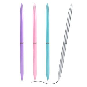 cobee® aesthetic metal ballpoint pens, 4 pieces 1mm retractable rollerball pens cute metallic ball point pen black ink pastel pens school office supplies gift for business office students teachers