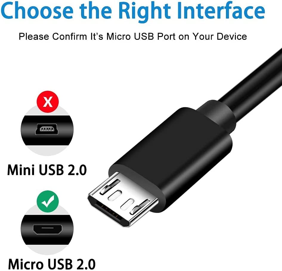 Micro USB Charging Cable Cord Compatible with Bose QuietComfort 20 QC20 QC35 QC25 & Soundlink Around-Ear Wireless Headphones Power Charger Cord - 25cm