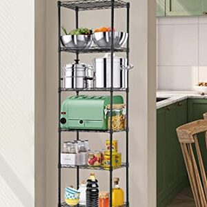 BIQWBIC 6 Tier Storage Shelf Wire Shelving Unit, Adjustable Shelves Standing Metal Storage Rack for Kitchen Pantry Closet, Steel Storage Shelves Display Organizer Rack, 17" Lx12 Wx63 H, Black