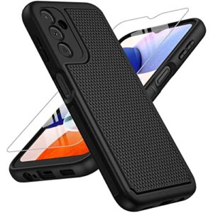 fntcase for samsung galaxy a14 5g case: dual layer protective heavy duty cell phone cover shockproof rugged with non slip textured back - military protection bumper tough - 2023, 6.6inch (matte black)