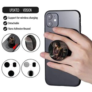 Customized Photo Foldable Cell Phones Stand and Tablets Holder,Detachable Personalized Pop Phone Socket, Wireless Charger Supported-Round Black