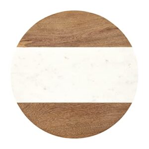 mud pie marble and wood lazy susan, 16" dia, brown