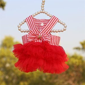 honprad dog dress for large dogs girl clothing cat jacket pet supplies striped suspender mesh skirt dress new year eve dresses for dogs