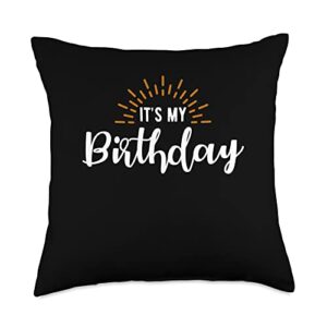 happy birthday party celebration congrats its my birthday throw pillow, 18x18, multicolor