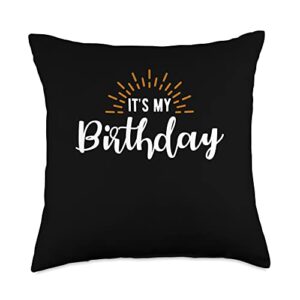 Happy Birthday Party Celebration Congrats Its My Birthday Throw Pillow, 18x18, Multicolor