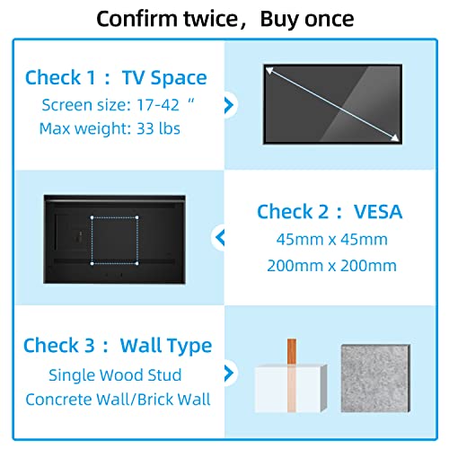 HOME VISION Full Motion TV Monitor Wall Mount Extend up to 21.9", Ball Joint 360° Rotation Swivel Tilt TV Mount for Most 17-42inch 4K LED LCD Flat Curved Screen TV, Max VESA 200x200mm