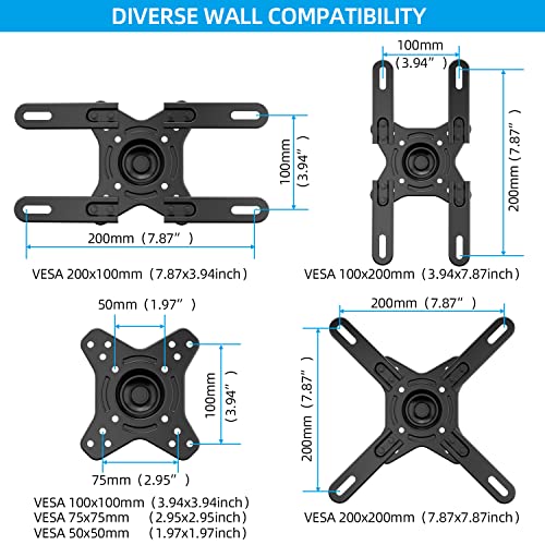 HOME VISION Full Motion TV Monitor Wall Mount Extend up to 21.9", Ball Joint 360° Rotation Swivel Tilt TV Mount for Most 17-42inch 4K LED LCD Flat Curved Screen TV, Max VESA 200x200mm