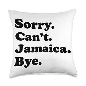funny jamaica gift for men & women sorry can't bye-funny vacation island jamaica throw pillow, 18x18, multicolor