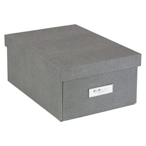 bigso karin kd collapsible storage box | photo storage box with labelframe for easy identification | simple assembly without tools | decorative storage boxes with lids | 8.9″x12.4″x5.4″ | grey