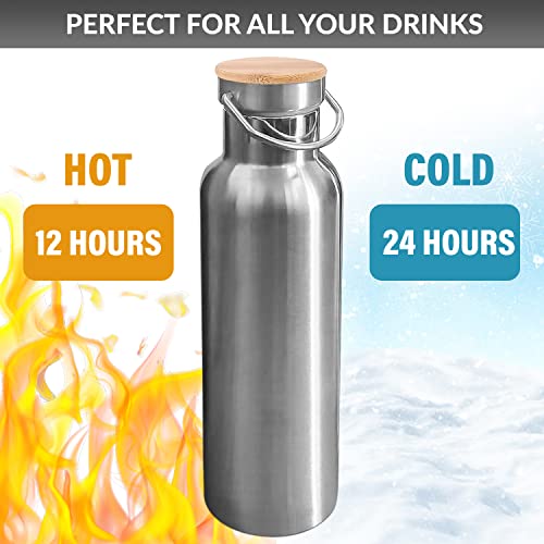 SXSTORE Metal Water Bottle - Water Bottle Steel - Insulated Water Bottles 24oz - Stainless Steel Bottle - Bottle Water for Bike - Small Stainless Steel Water Bottle - Dishwasher Safe Steel Bottle.