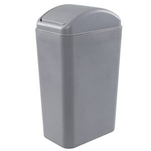 zerdyne 1-pack 3.5 gallon plastic trash bin with lid, swing lid trash can, gray