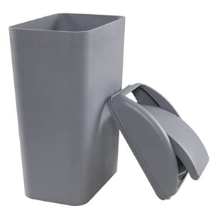 Zerdyne 1-Pack 3.5 Gallon Plastic Trash Bin with Lid, Swing Lid Trash Can, Gray