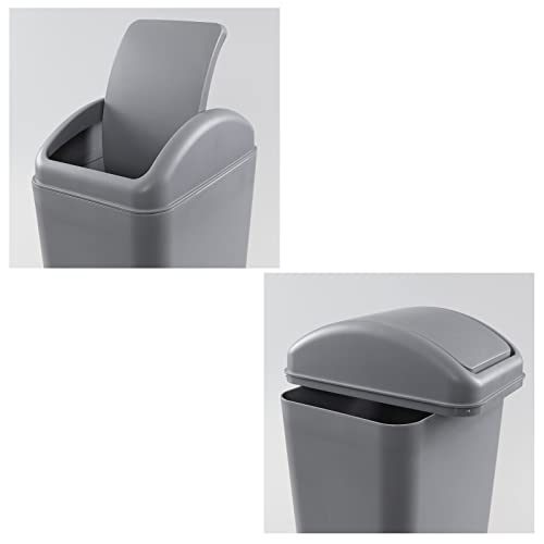 Zerdyne 1-Pack 3.5 Gallon Plastic Trash Bin with Lid, Swing Lid Trash Can, Gray