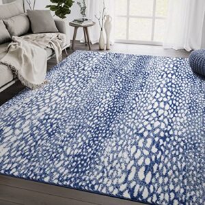 abani area rug - 4x6 - antelope collection - indoor use - blue & cream animal print - medium pile-turkish made-stain & shed resistant livingroom bedroom kitchen office-safe for kids & pets-soft feel