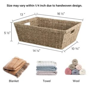 StorageWorks Wicker Baskets, Seagrass Baskets for Organizing, Seagrass Storage Baskets with Built-in Handles, Large, 2 Pack