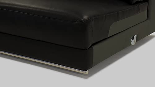Zuri Furniture Encore 122" Right-ChaiseModern Sectional - Full Grain Leather in Black