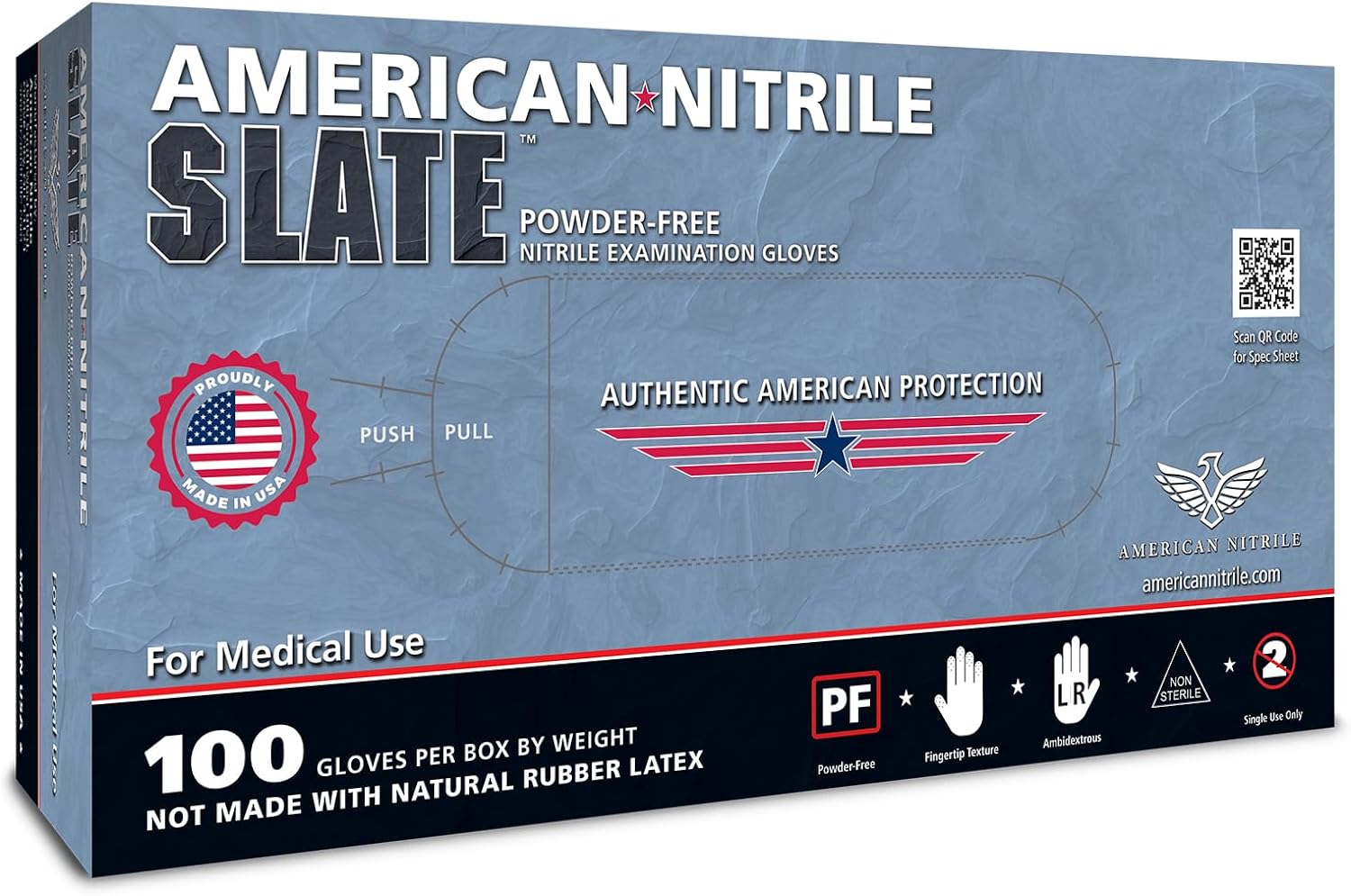 American Nitrile – Slate Powder Free Nitrile Gloves – Latex Free Disposable Gloves – Made in the USA