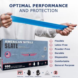 American Nitrile – Slate Powder Free Nitrile Gloves – Latex Free Disposable Gloves – Made in the USA