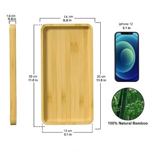 Bamboo Vantity Tray, Bamboo Counter Tray 12 x 6 x 0.75 inch, Vantity Tray for Dresser Tops, Toilet Tank Top Tray for Organizing and Decor Display