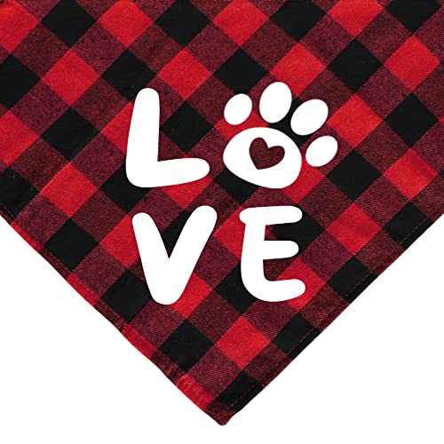 JOTFA Valentine's Day Dog Bandana Costumes, Valentines Love Headband Buffalo Plaid Dog Valentines Bandanas for Small Medium Large Dogs