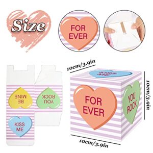 Whaline 24Pcs Valentine's Day Treat Boxes Conversation Heart Cardboard Box Colorful Cute Holiday Paper Gift Container for Cookie Goodie Candy Sweet Valentine's Day Party Favor Supplies