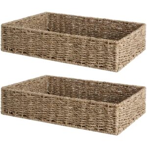 storageworks large storage baskets, seagrass baskets for shelves, handwoven wicker baskets for organizing, toilet paper basket, natural, 2 pack