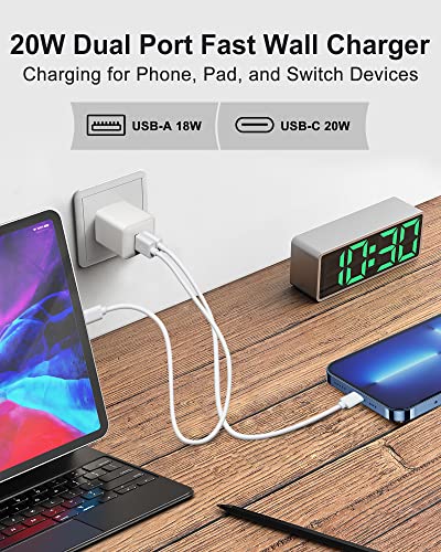 2 Pack USB C Wall Charger, PLSFLICK 20W Dual Port Power Delivery Fast Type C Charging Block Plug Adapter for iPhone 14 13 12 Pro Max Mini XR XS SE, Ipad, Airpods, Samsung Galaxy(White)