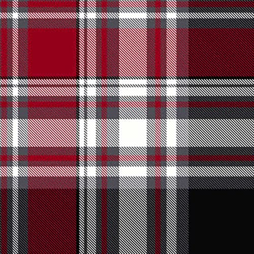 Texco Inc Poly Spandex Stretch DTY Checker Plaid Prints Fabric, Red Black 1 Yard