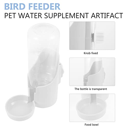 generic Waterer Cockatiel Cage Fountain Wire Accessories Drinker Hanging Rabbits Gravity Drinking Water Pets Love Automatic Stand Parakeets Small Bowl Dispenser Bird Parrot White in