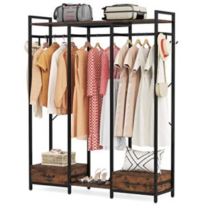 tribesigns clothes rack with 2 drawers, freestanding closet organizer garment rack with storage shelves hanging rods and hooks, large open wardrobe closet clothing rack for bedroom