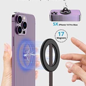 SUPMEGA Magnetic Phone Grip for MagSafe, Grip & Stand with Collapsible Leather Finger Loop, Magnetic Phone Ring Holder only for iPhone 15 Pro Max, iPhone 15 Pro, iPhone 14 Pro Max, 13 and 12 Series