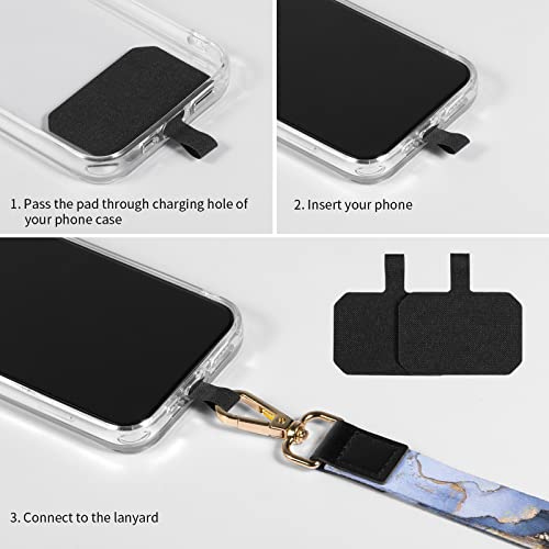 Dutyway Cell Phone Lanyard, 1x Wrist Lanyards, 1x Adjustable Crossbody Shoulder Neck Strap with 2X Phone Tether Tabs Universal Lanyard for Keys, ID Badges, Card Holder, Most Smartphones (Marble)