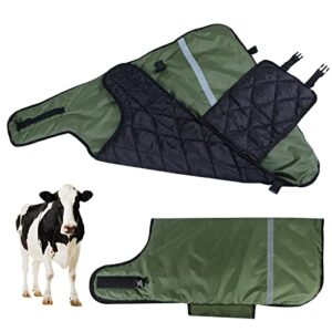 calf blankets jacket for calves - green keep calves warm, soft calf cow warm clothes comfortable freezing resistance cold proof oxford cloth waterproof for animal husbandry for home farm