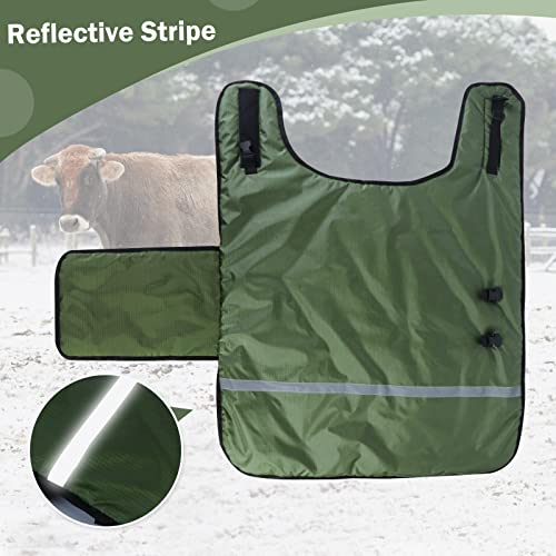 Calf Blankets Jacket for Calves - Green Keep Calves Warm, Soft Calf Cow Warm Clothes Comfortable Freezing Resistance Cold Proof Oxford Cloth Waterproof for Animal Husbandry for Home Farm