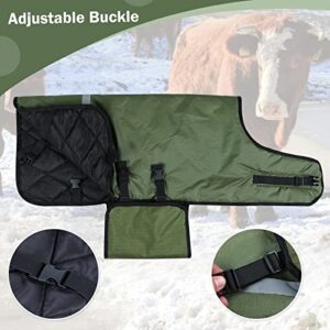 Calf Blankets Jacket for Calves - Green Keep Calves Warm, Soft Calf Cow Warm Clothes Comfortable Freezing Resistance Cold Proof Oxford Cloth Waterproof for Animal Husbandry for Home Farm