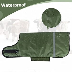 Calf Blankets Jacket for Calves - Green Keep Calves Warm, Soft Calf Cow Warm Clothes Comfortable Freezing Resistance Cold Proof Oxford Cloth Waterproof for Animal Husbandry for Home Farm