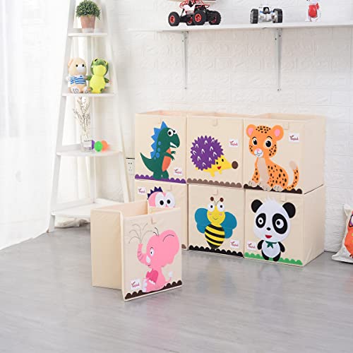 XINHONGYU Foldable Animal Fabric Toy Box Collapsible 13 Inch Cube Storage Bin/Cube/Chest/Basket/Organizer 13x13