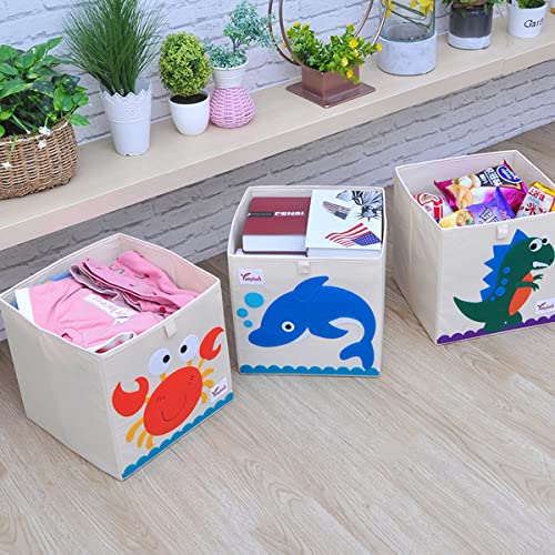 XINHONGYU Foldable Animal Fabric Toy Box Collapsible 13 Inch Cube Storage Bin/Cube/Chest/Basket/Organizer 13x13