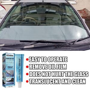 3Pc Car Glass Oil Film Cleaner, Glass Film Removal Cream, Car Windshield Oil Film Cleaner,Glass Oil Film Remover Glass Stripper Water Spot Remover, with Sponge and Towel