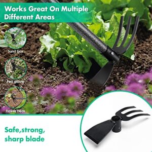 Garden Hoe and Cultivator, 31” Long Heavy Duty Hand Hoe with Tiller,2 Section Handle, Carbon Steel Blade, Cultivator Hoe Garden Tool for Loosening Soil, Digging