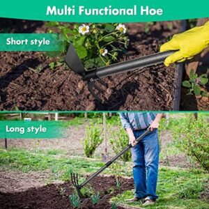 Garden Hoe and Cultivator, 31” Long Heavy Duty Hand Hoe with Tiller,2 Section Handle, Carbon Steel Blade, Cultivator Hoe Garden Tool for Loosening Soil, Digging