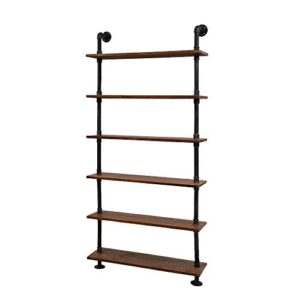 lokkhan l:36-inch industrial pipe shelves,wall mounted metal pipe wood shelf,rustic pipe ladder bookshelf bookcase,diy open pipe shelving