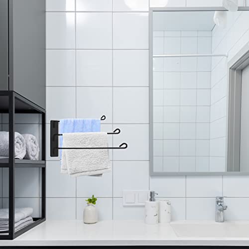 Hemoton with Mount Free Home Black Stainless Rotation Arms Saving Rotary No Bar Towel Nail Rack Storage Swivel Mounted Punch Arm Space Steel Hanger Kitchen Hand Organizer Racks Swing