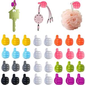 qwen 30pcs self-adhesive silicone thumb hook, creative thumb shaped wall hook, multi-functional self-adhesive wall decoration hook, key hanger, for storage cable/headset/plug/mask