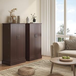 kepptory 47” Pantry Cabinet, Kitchen Pantry Storage Cabinet with Doors & Adjustable Shelves, Brown Freestanding Buffet Cupboards Sideboard for Living Room and Dinning Room, Sturdy and Durable