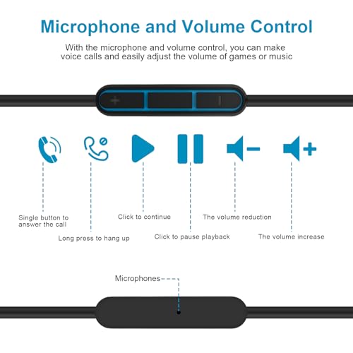 QC35 Replacement Cable for Bose QC35 QC35II QC45 QC25 OE2 OE2i E45BT E55BT E65BTNC 750NC Headphones with Mic and Volume Control (4.6FT Black)