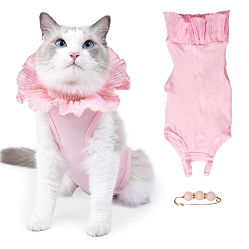 URROMA 1 Piece Recovery Suit for Pet After Surgery, Cat Sterilization Clothes Breathable Postoperative Cloth Dog Surgical Jumpsuit Suit for Pet After Surgery Wear, S